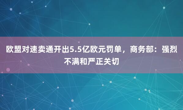 欧盟对速卖通开出5.5亿欧元罚单，商务部：强烈不满和严正关切