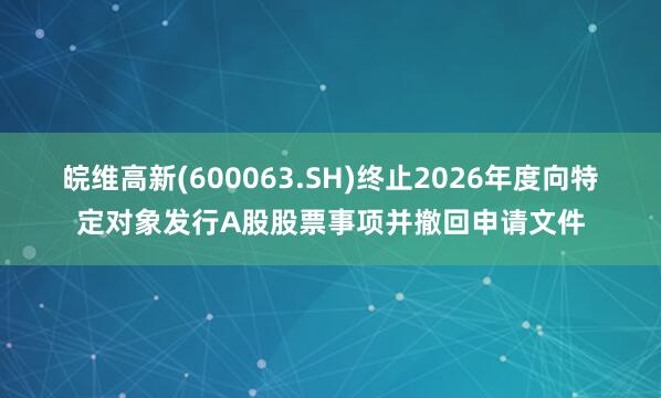 皖维高新(600063.SH)终止2026年度向特定对象发行A股股票事项并撤回申请文件