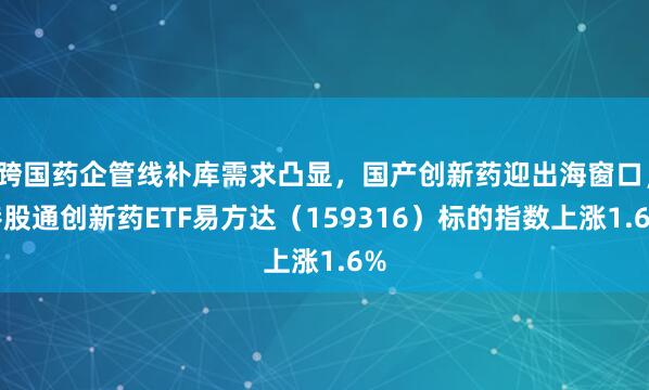 跨国药企管线补库需求凸显，国产创新药迎出海窗口，港股通创新药ETF易方达（159316）标的指数上涨1.6%