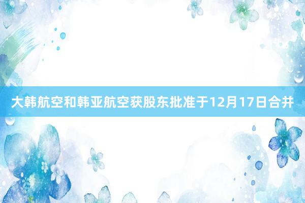 大韩航空和韩亚航空获股东批准于12月17日合并