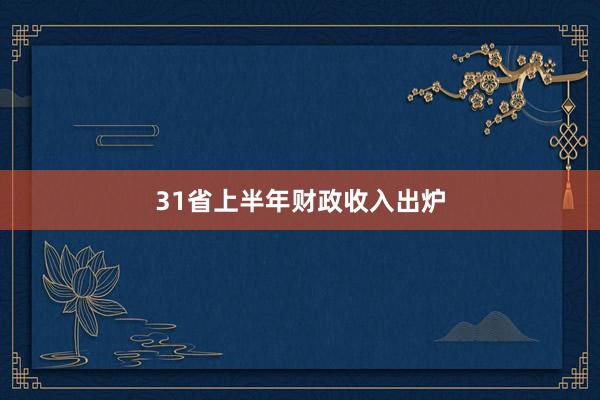 31省上半年财政收入出炉