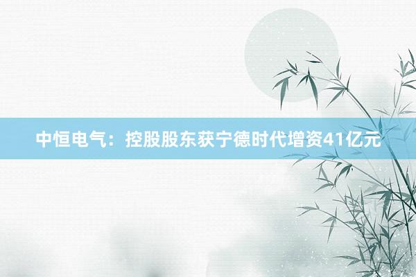 中恒电气：控股股东获宁德时代增资41亿元