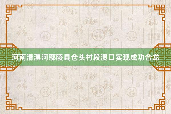 河南清潩河鄢陵县仓头村段溃口实现成功合龙