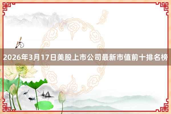 2026年3月17日美股上市公司最新市值前十排名榜
