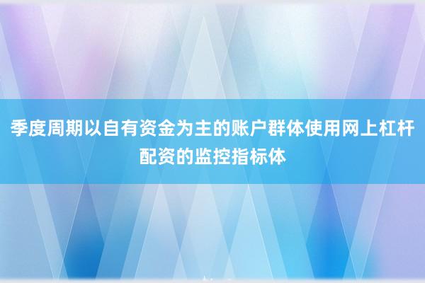 季度周期以自有资金为主的账户群体使用网上杠杆配资的监控指标体
