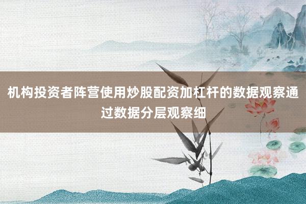 机构投资者阵营使用炒股配资加杠杆的数据观察通过数据分层观察细