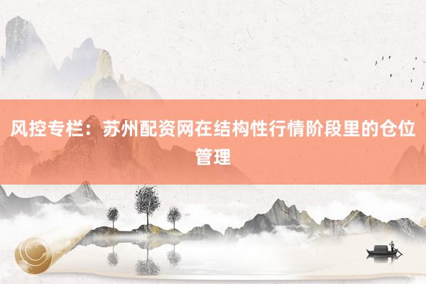 风控专栏：苏州配资网在结构性行情阶段里的仓位管理