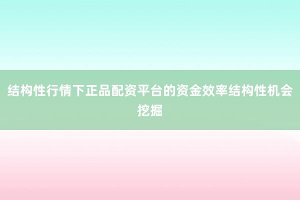 结构性行情下正品配资平台的资金效率结构性机会挖掘