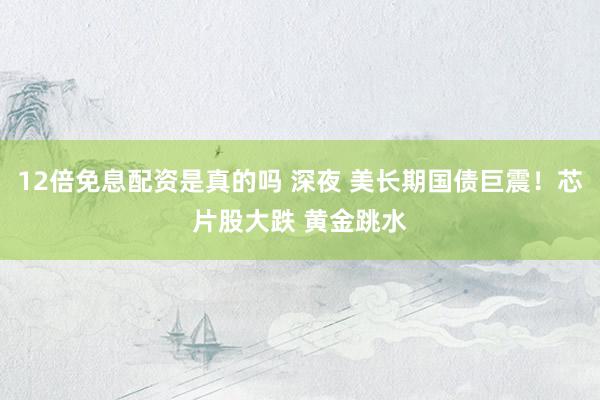 12倍免息配资是真的吗 深夜 美长期国债巨震！芯片股大跌 黄金跳水
