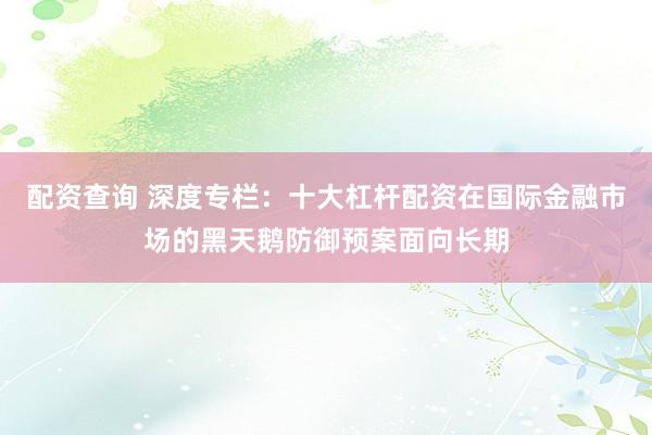 配资查询 深度专栏：十大杠杆配资在国际金融市场的黑天鹅防御预案面向长期