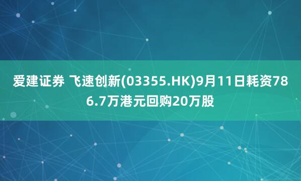 爱建证券 飞速创新(03355.HK)9月11日耗资786.7万港元回购20万股