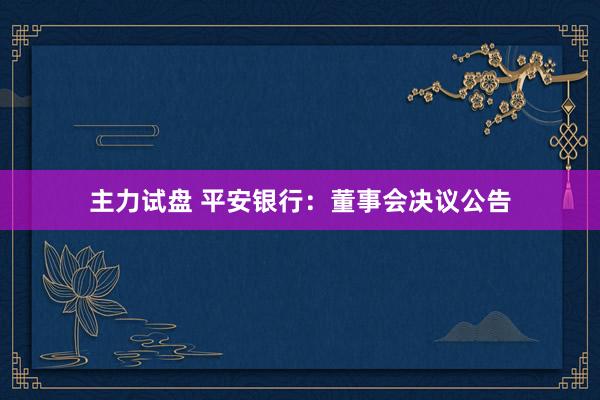 主力试盘 平安银行：董事会决议公告