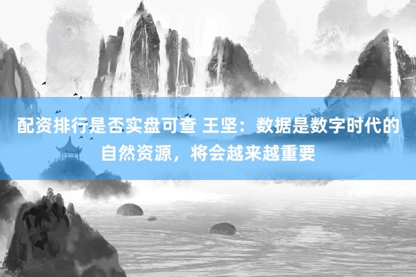 配资排行是否实盘可查 王坚：数据是数字时代的自然资源，将会越来越重要