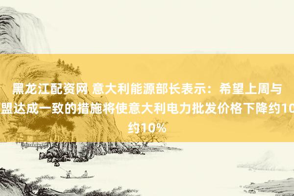 黑龙江配资网 意大利能源部长表示：希望上周与欧盟达成一致的措施将使意大利电力批发价格下降约10%