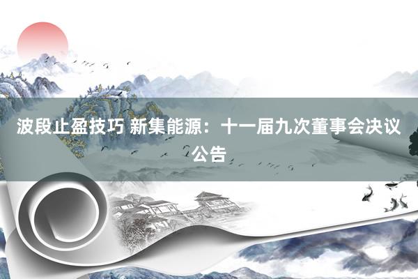 波段止盈技巧 新集能源：十一届九次董事会决议公告